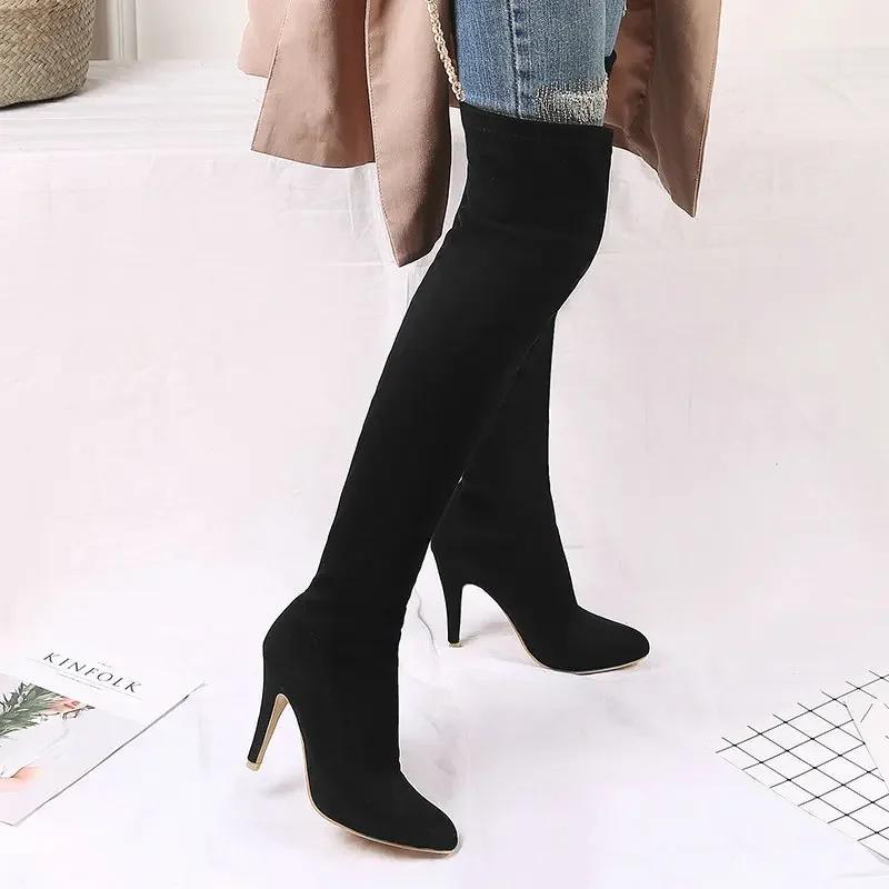 Fashion 2025 New Fashion Fall/Winter Super High Heel Stiletto Lace Up Super Long Scrub Ladies Over the Knee Boots