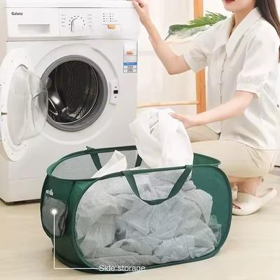 Panier à Linge en Maille Pliable Respirant Panier à Linge Panier de Rangement pour Linge Sale Grande Capacité Panier Organisateur de Salle de Bain