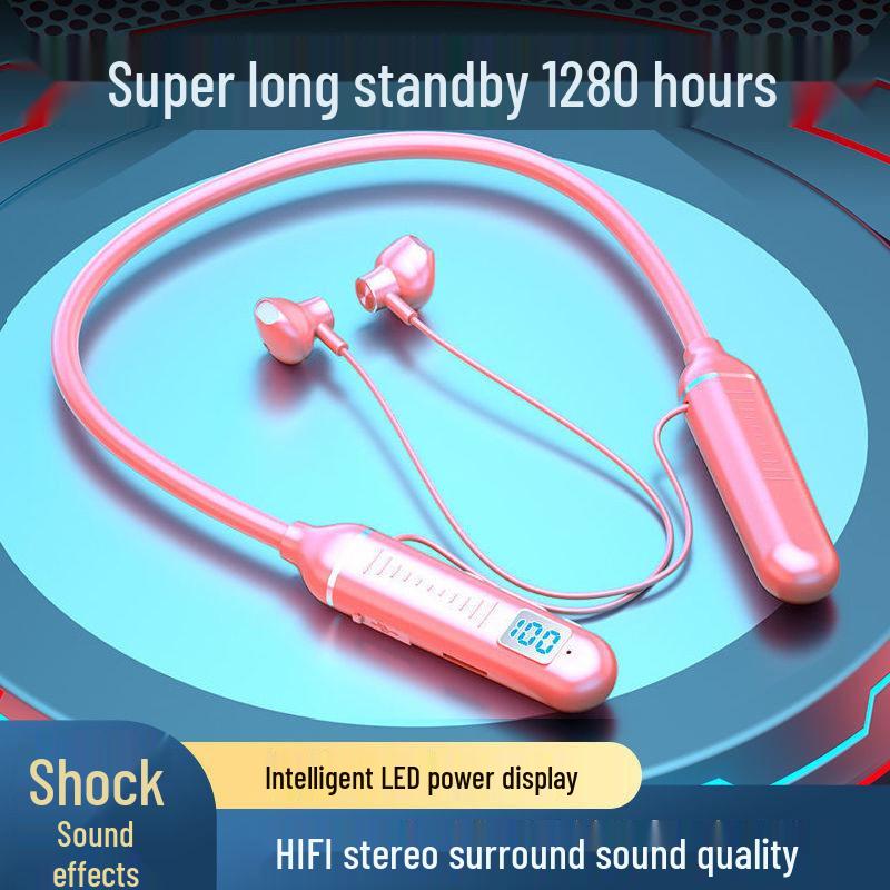 Bluetooth Neckband Sports Headphones with Noise-Canceling and Long Battery Life - Compatible with Apple, Huawei, and Xiaomi