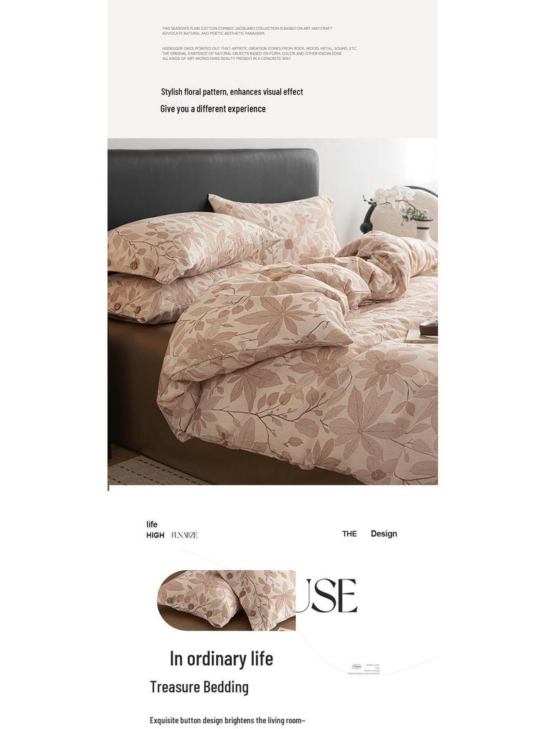 Pastoral A-Class Cotton Linen Buttoned Bedding Set: High-End, Skin-Friendly, Comfortable.