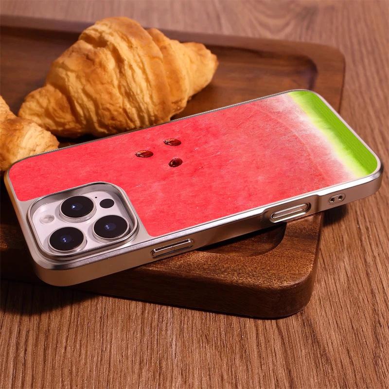 Summer red watermelon is suitable for IPhone17promax mobile phone case 15 matte PC16 creative 13 personality 14 large holes