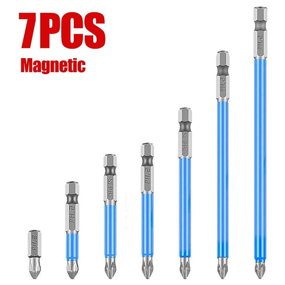 

7PCS/Set Hex Shank Cross Bit Anti-Slip High Hardness Magnetic Screwdriver Bit Set Wear-resistant PH2 Screwdriver Bits Hand Tools