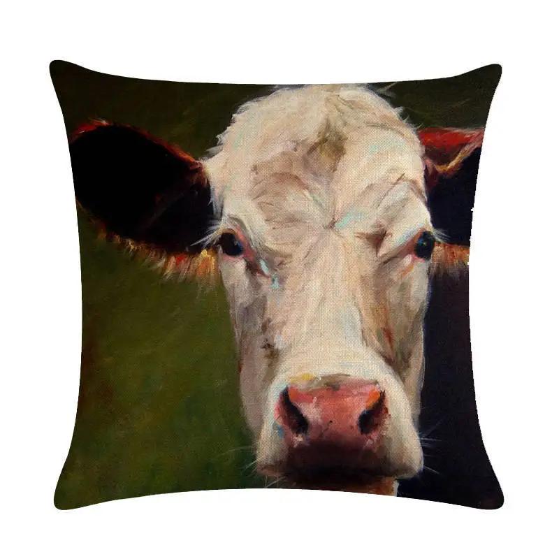 Lovely Animal Oil Painting Pillowcase Flax Cushion Leaning On Household Sofa Adornment Cushion Leaning On Covers
