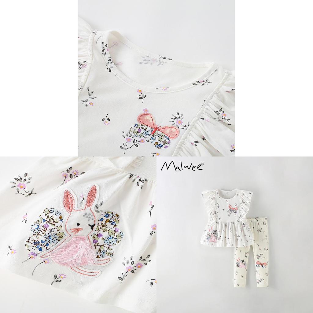 Girl Summer Outfit With Cotton Material And Cartoon Pattern For Ages 38