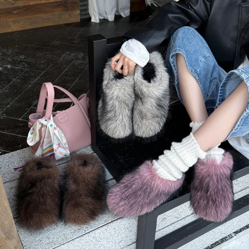 2025 Autumn and Winter Small Man Thick-soled Bag Head Birken Women's Lamb Wool Shoes Bag Head Drag Fleece Warm Lazy Slippers