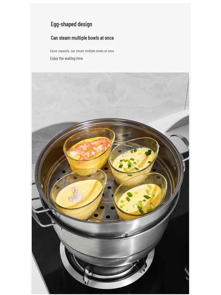 Universal Steamed Egg and Vegetable Bowl - Double Boiler for Egg Custard and Baby Food