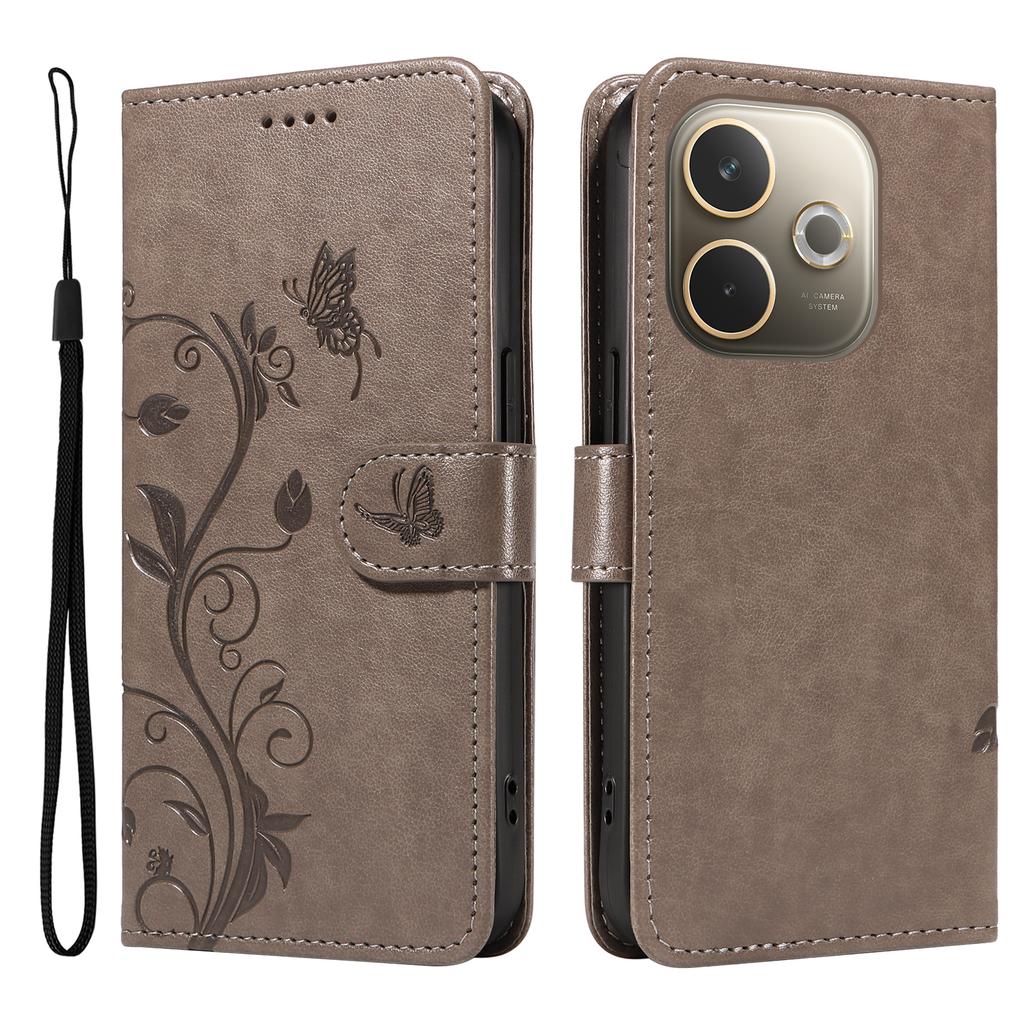 For Oppo A5 Energy 5G (China)/Oppo A5 Pro 4G (Global) PU Leather Cases Flower Pattern Wallet Stand Phone Cover with Strap