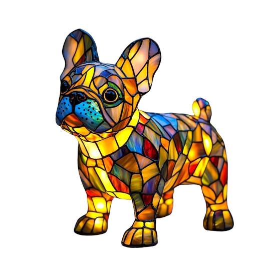 Cat Lamp Stained Resin Glass Night Light Soft Warm Glow 3D Animal-Themed LED Bedside Table Lamp Bedroom Decor