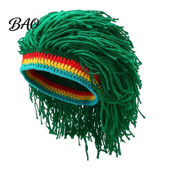 Partykostüm Hut Hip Hop Stil Hut, Einteilige Dreadlock Perücke Gestrickte Jungen und Mädchen Elastische Faser Kappe, Musikfestival für Partys Festivals Halloween