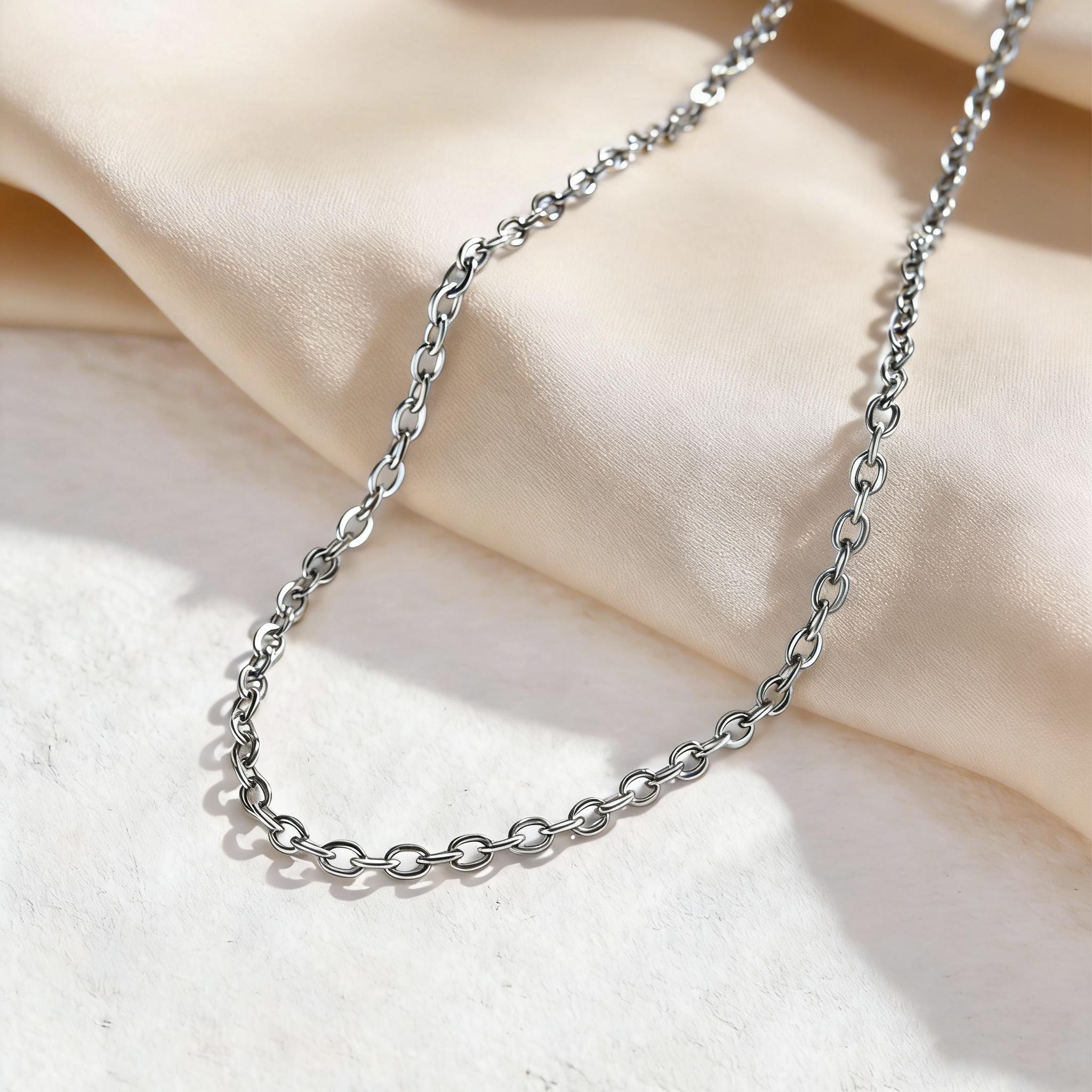 

Fashion Stainless Steel 18K Gold Plated Thin Link O-shaped Rolo Chain Long Necklace for Women 40/45/50cm Length Delicate Jewelry 40cm-45cm