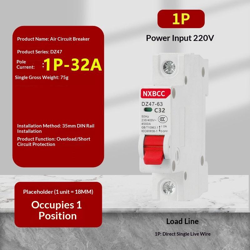 

Circuit Breaker C-Type Miniature Circuit Breaker Mcb Click Hardware Miniature Household Air Circuit Breaker A1