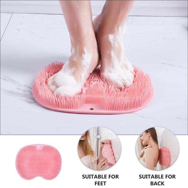 Shower Foot Brush Massage Mat Exfoliating Scrub Shower Back Brush with Suction Cup Foot Wash Brush Nonslip Silicone Bath Mat