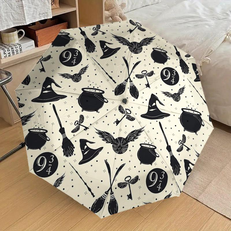 1PC Halloween Wizardry Umbrella-8-Rib Reinforced, Automatic Open, Lightweight & Durable, Cute Fashion Accessory for Outdoor, D2690