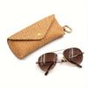 1pc Straw Mat Weaving Glasses Storage Bag Portable Buckle Hang Glasses Box Sunglasses Case Glasses Organizer