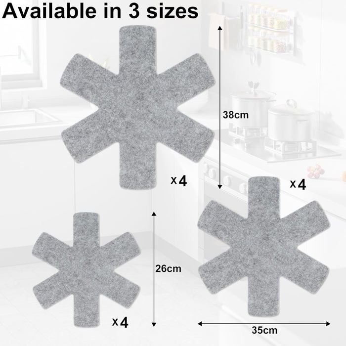 12 Pièces Protege Poele Feutrine, Résistant à la Chaleur et Antidérapant Protection poele et Casserole, Convient pour Protéger e219