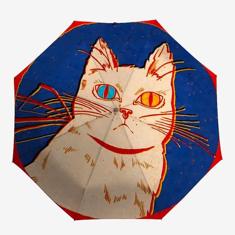 

1pc Cat Illustration Automatic Folding Umbrella, Portable & Foldable Design with 8 Ribs, Casual Outdoor Accessory yy250805070