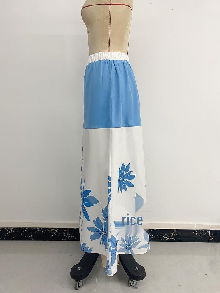 Summer 2026 High Waist A-Line Color Block Skirt for Women