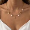 Boho Metal Starfish Conch Pendant Necklace For Women Imitation Pearl Fishtail Coconut Tree Turtle Chain Choker Beach Jewelry