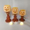 Halloween Pumpkin Candle Holder Resin Ornaments Decorative Sculpture for Candles and Aromatherapy Ambiance