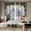 Set Of 2 Christmas Teddy Bear Print Curtains Insulation Multiple Sizes Living Room Bedroom Decoration Curtain Blackout For Made Polyester Machine