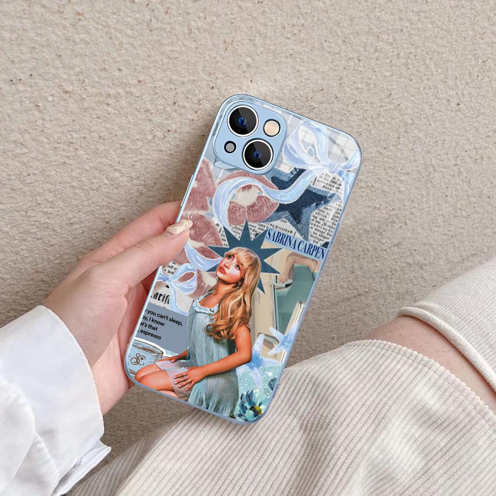 Obal na telefon Singer S-Sabrina C-Carpenter Pro IPhone 14 13 12 Mini 11 Pro XS Max X XR 14 Plus Kryt z tvrzeného skla
