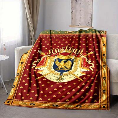 1Pc Royal Heraldic Crest Blanket Soft And Comfortable Casual Warm Camping Travel Christmas Halloween Xmas Gift M928133