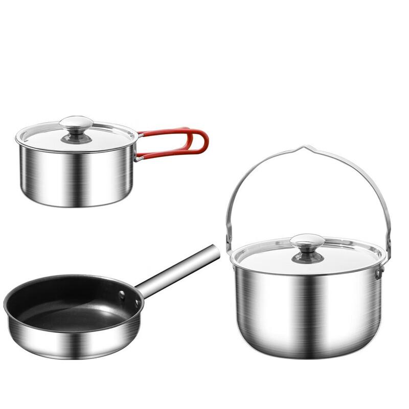 304 Stainless Steel Outdoor Cookware Set Outdoor Cookware Soup Pot Three-piece Set