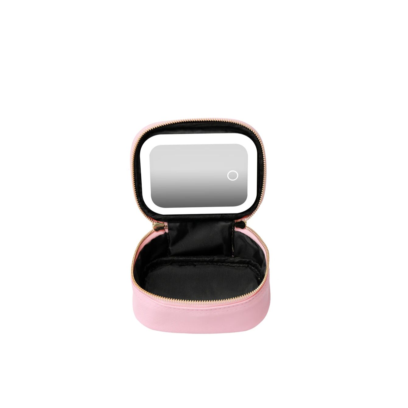 

Make Up Bag With led Mirror Adjustable 3 Color, Rechargeable, Jewelry Box Organizer With LED Makeup Mirror For Christmas Gift розовый