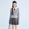 LED'IN 2025 Spring V-Neck Heart Pattern Knit Sweater