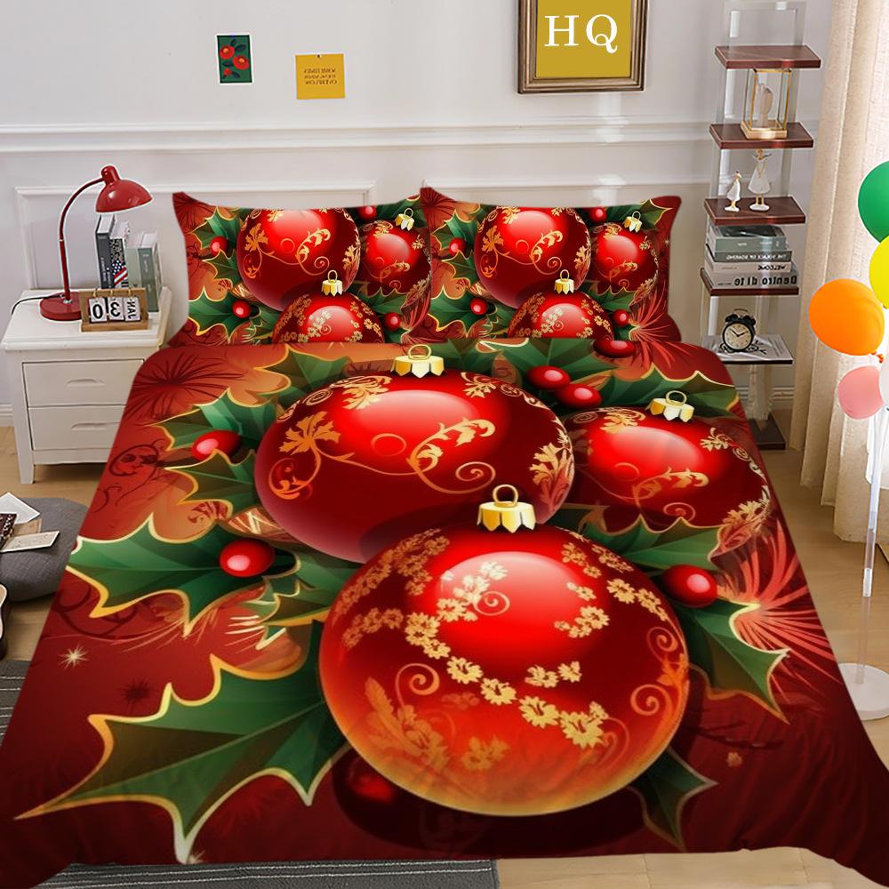 Christmas Digital Printing 3D Printing Polyester Pillowcase Quilt Cover Two or Three-piece Set Is Available