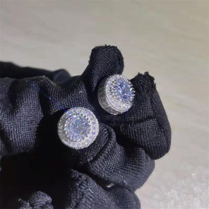 New Hong Kong Style Full Diamond Round Stud Earrings for Women - European & American High-End Hollow Design, Innovative and Stylish Jewelry
