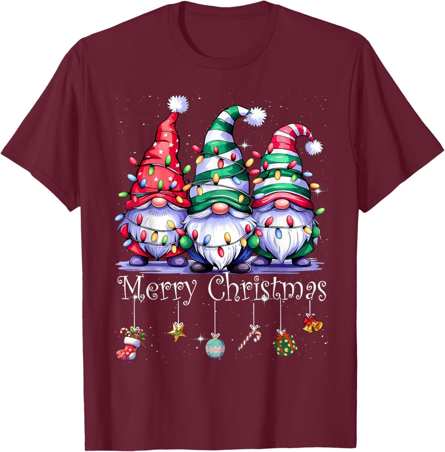 Cute Gnomes Merry Christmas Light Family Gnome Xmas Unisex T-shirt XXL