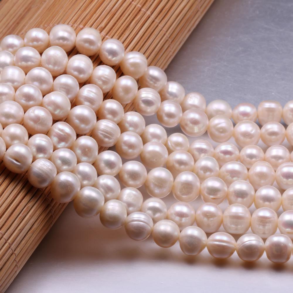 

1String, White Natural Freshwater Pearls, Round Pearl Beads, 8–9 Mm, for DIY Necklace Accessories, Valentine s Day Gifts, 36cm 1String/8-9mm-36cm белый