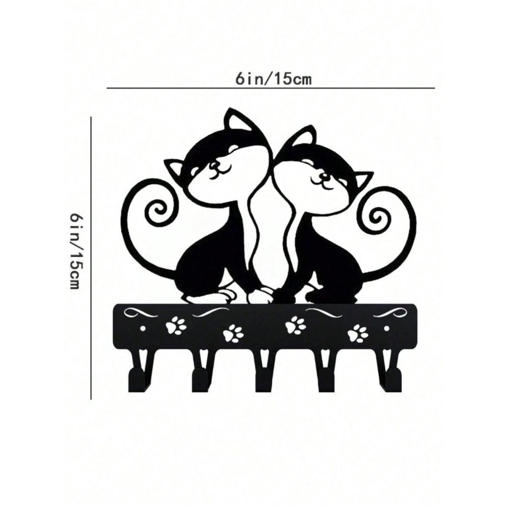 Gancio da Parete in Ferro Appendi Chiavi Design Gatti Neri Scaffale Portaoggetti per Decorazione Casa Regalo di Halloween Natale