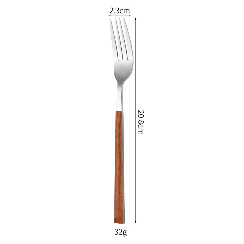 Korean Style Stainless Steel Cutlery Set: Knife, Fork, Spoons with Creative Anti-Wood Handles for Steak, Fruit, and Dessert