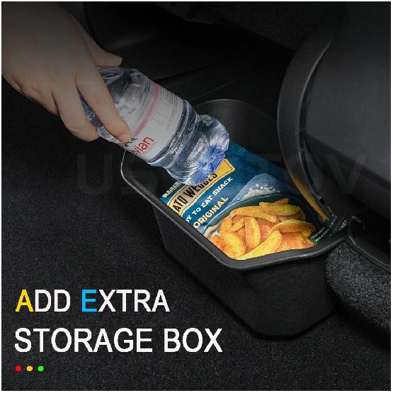 Rear Center Console Organizer for Tesla Model Y Juniper 2025 2026 Trash Can 2nd Row Under Floor Storage Box Bin Mat Accessories