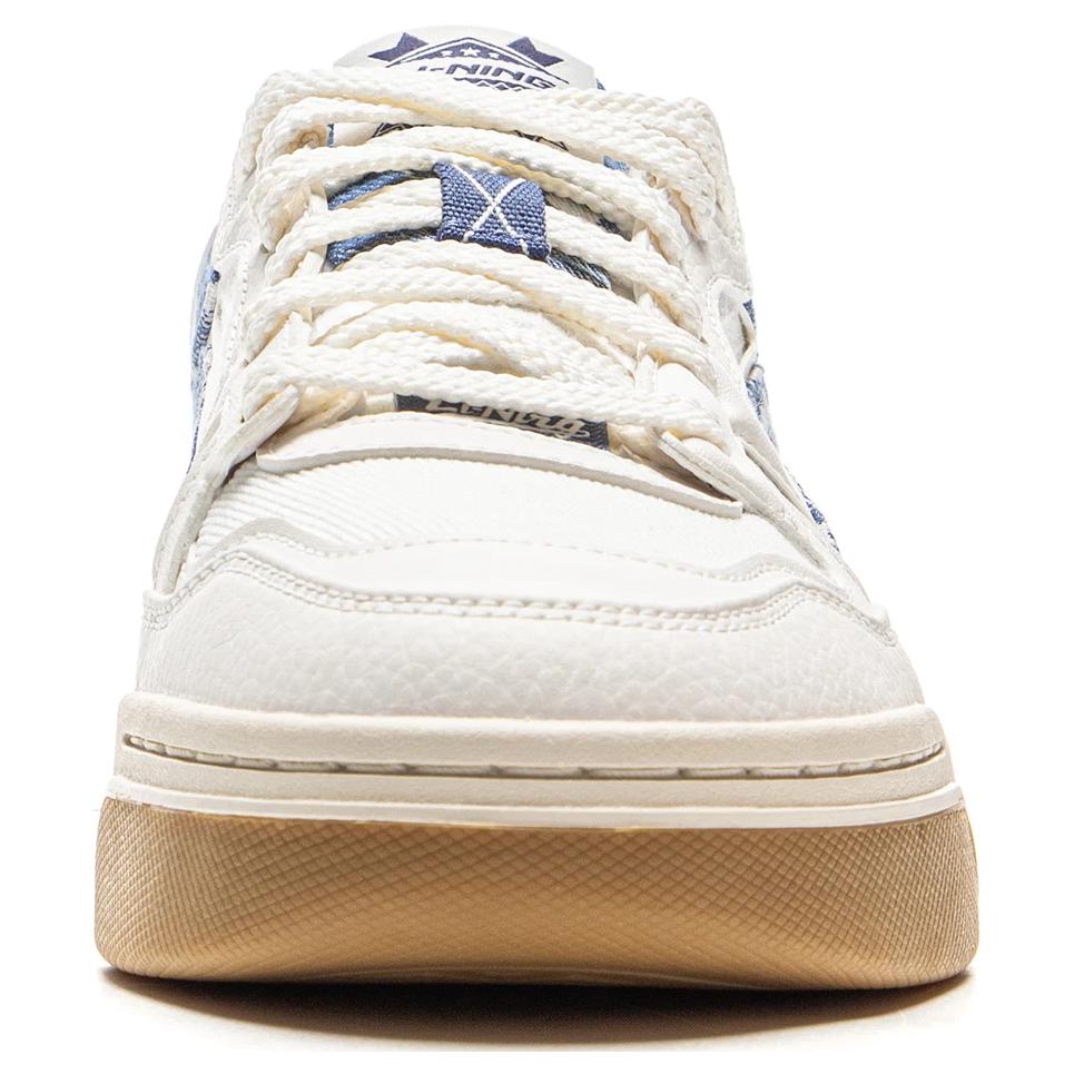 New LiNing Moon White 2.0 Slip Resistant, Abrasion Resistant, Breathable Low Top Skateboard Shoes Women's Beige Blue AGCU276-13