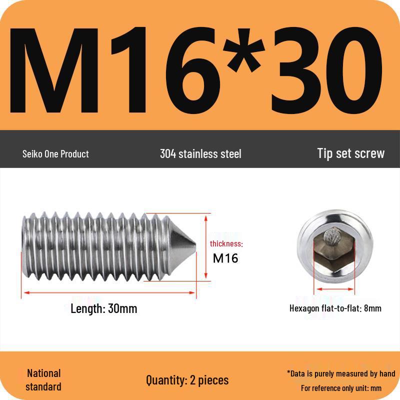 304 Stainless Steel Internal Hex Set Screw | Headless Grub Screw M2-M16