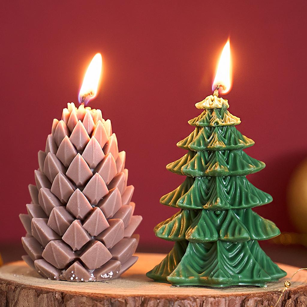 3D Christmas Tree Pine Cone Candle Mold DIY Aroma Candles Soap Silicone Molds Plaster Resin Craft Making Home Xmas Dec Art Gifts