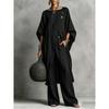 2026 Womens Asymmetrical Shirt Set Casual Urban Fashion Long Sleeve Pants