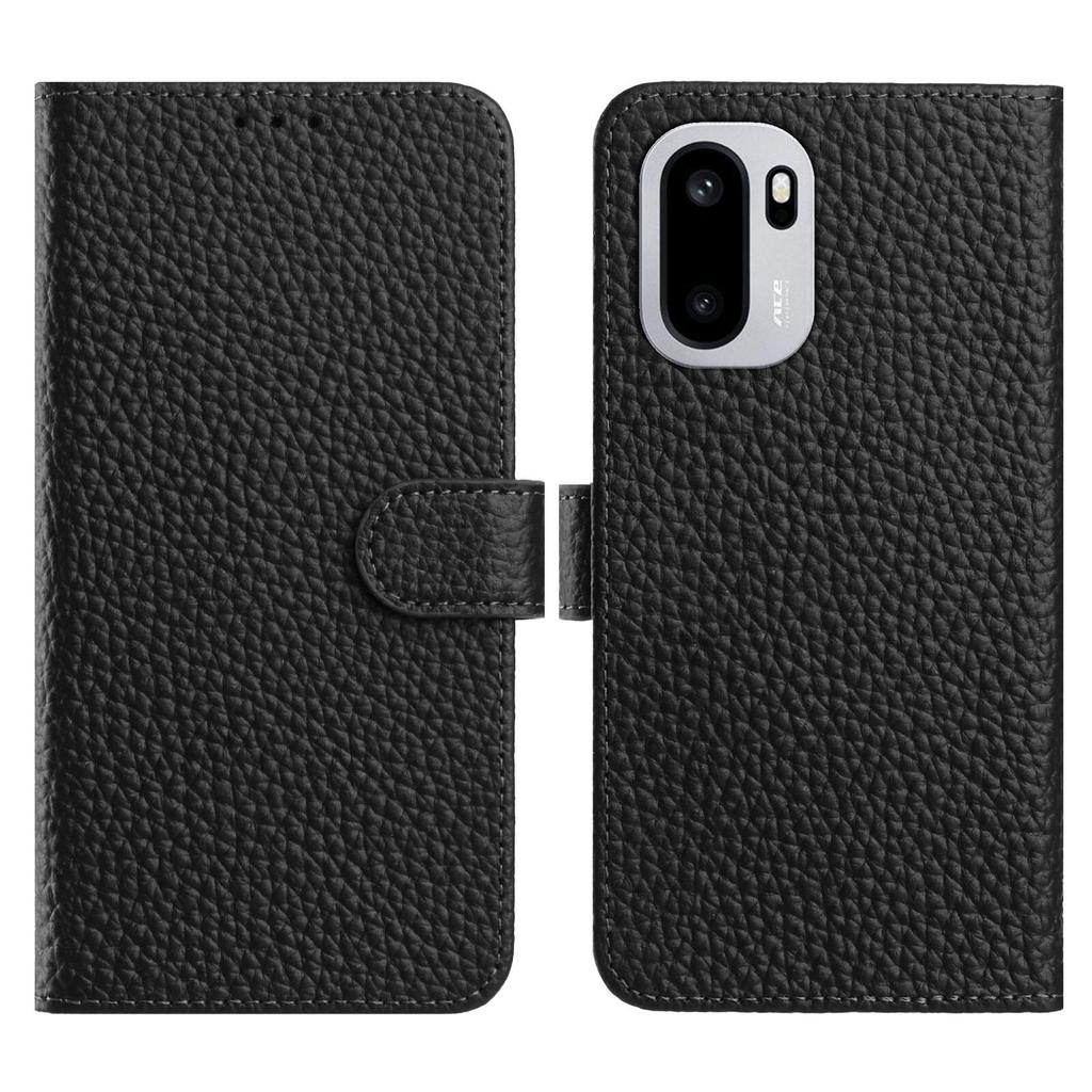 Für OnePlus 15R 5G Hülle Portemonnaie Ständer Litschi-Textur Echtes Rindsleder Klapphandyhülle