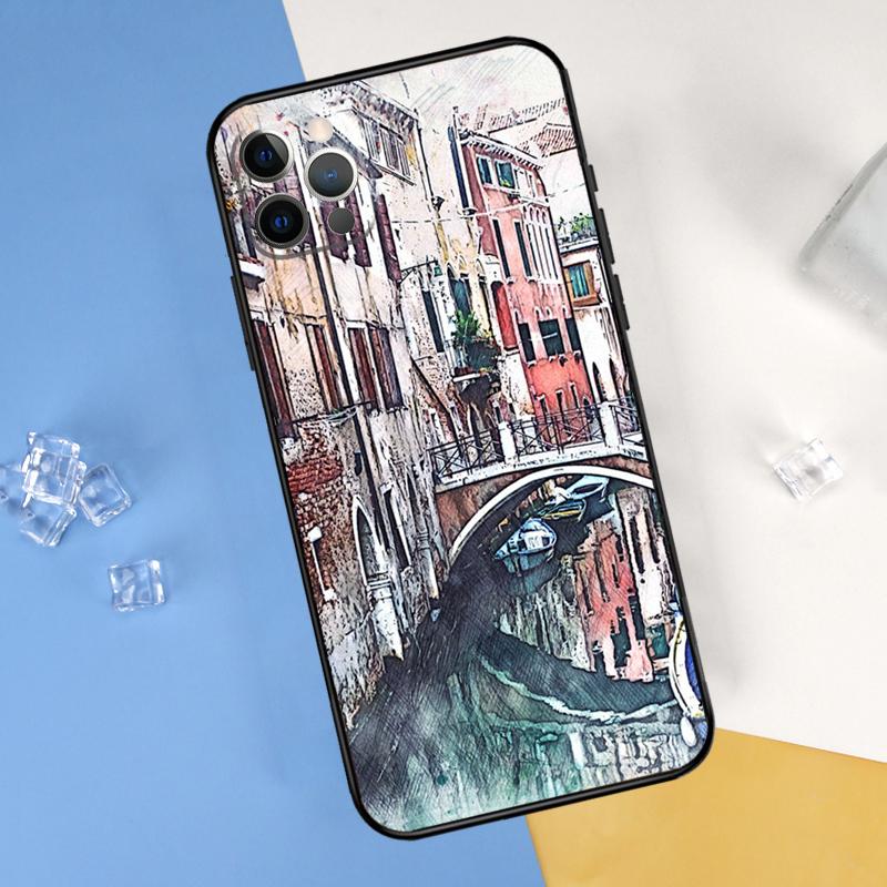 Travel italy Street Venice Phone Case For iPhone 16 Pro Max 16e 12 13 Mini 11 14 15 Pro Max XR 15 16 Plus Cover Shell