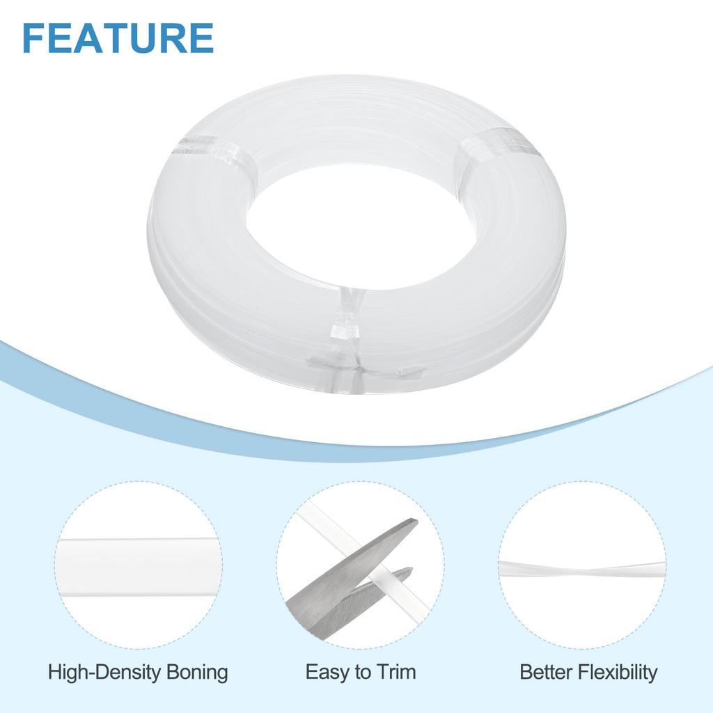 PATIKIL Sewing 12mm X 49 2mm High Density Polyester Bones for Handmade and Wedding Transparent Bones, Yards, Thick, Dolls, Hats, Handbags, Dresses,