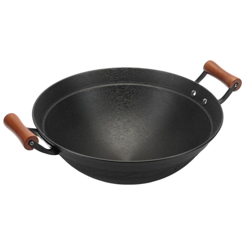 Jincun Zhangqiu Traditional Cast Iron Wok with Wood Lid