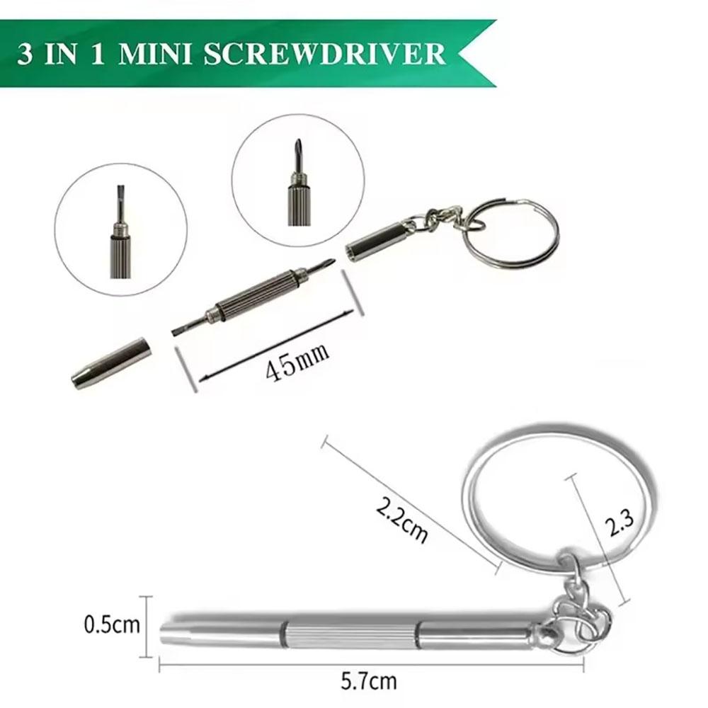 Steel Glasses Screwdriver, Keychain Watch Repair Kit, Portable Hand Tools, Precision Screwdriver Tools