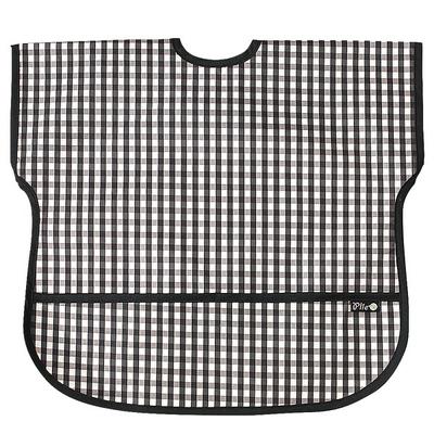 Pli? Infant Waterproof Short-sleeved Bib, 27 Black Check, 1 Piece, 1 Piece