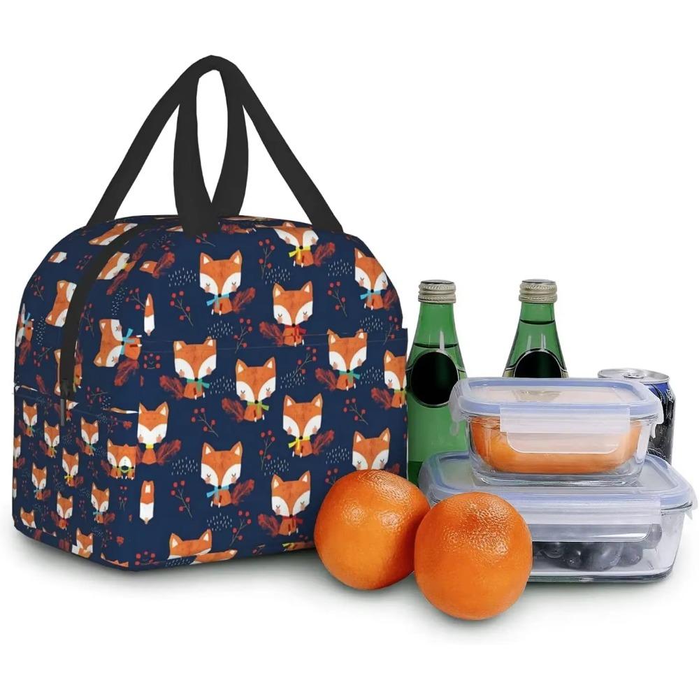 Cute Fox Thermal Lunch Bag for Women Insulated Lunch Box Leakproof Reusable Girls Lunchbag Office Work School Picnic Portable
