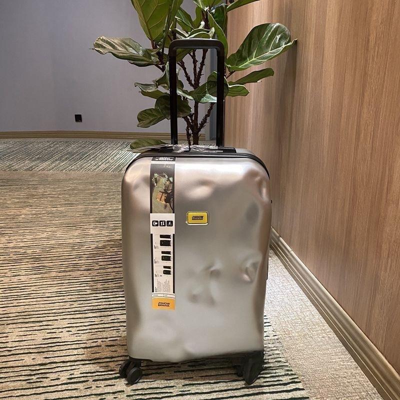 Durable Universal Wheel Trolley Suitcase with Trendy Concave-Convex Design