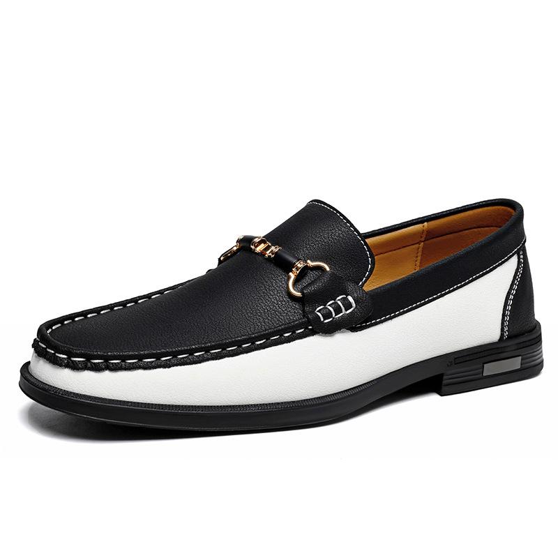 Men's large-size soft-soled Doudou shoes versatile leather shoes punching driving shoes youth fashion