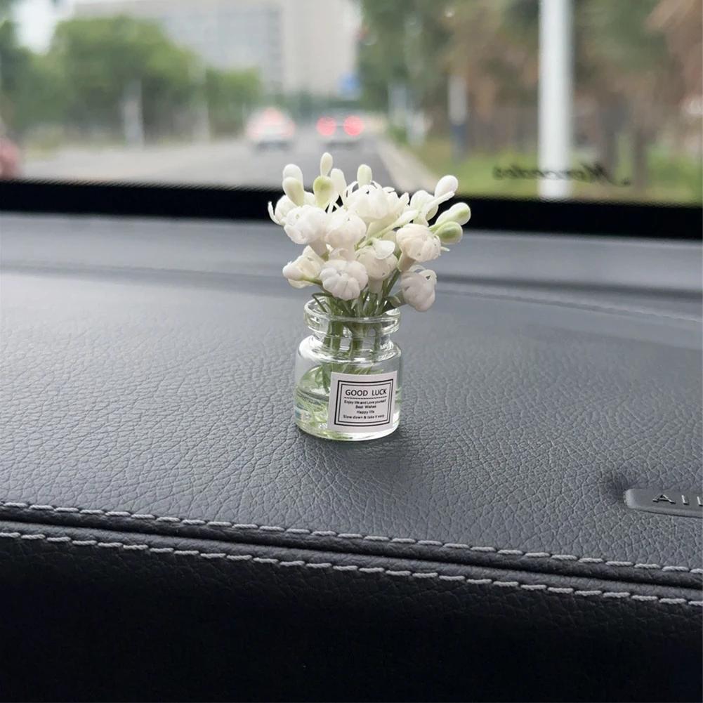 Mini Sakura Lavender Jasmine Car Ornaments Center Console Ornaments Vibrant Flowers Vase Glass Vase Micro Landscape For Gifts